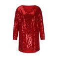 thumbnail image 3 of RKSTN Robes de Retour à la Maison pour Femmes Grande Taille Robe à Paillettes Col en V Manches Longues Longueur Genou Mode Automne Invité de Mariage Robe Cocktail, 3 of 5