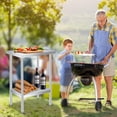 thumbnail image 3 of YUSAZENS 201 Stainless Steel Double Layer Storage Table, Mobile Workbench Tool Cart 24*24"+legs, 3 of 7