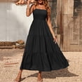 thumbnail image 4 of TIHLMK Robes pour Femmes Été Robe Bohème pour Femmes à Bretelles Spaghetti, Smockée, à Volants, Longue, de Plage, Soleil, Sans Manches, Unie, Maxi, 4 of 8