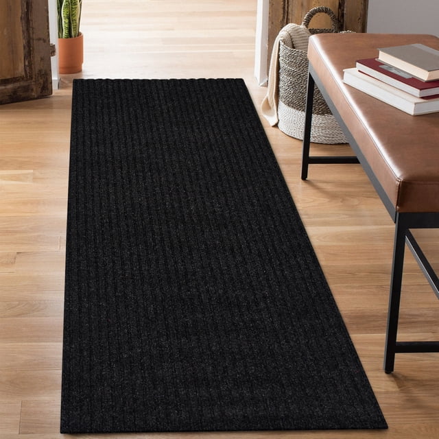ANTPOP Runner Rug Outdoor Hallway Carpet Runners Non Slip Area Rugs Entrance Mat Indoor for Entryway Kitchen 3'x3',Striped Black
