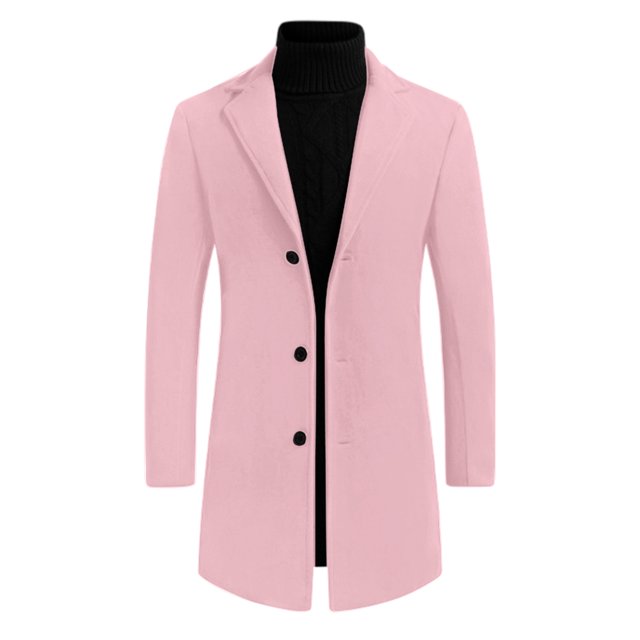 INSPIRE CHIC Manteau Trench pour Homme Coupe Ajustée Revers Cranté Simple Boutonnage Pardessus Rose m
