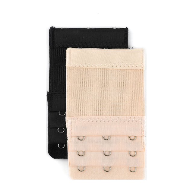 INSPIRE CHIC Women's Elastic Bra Hook Extensions 3 Rows 2 Pcs Black 1 and Skin Color