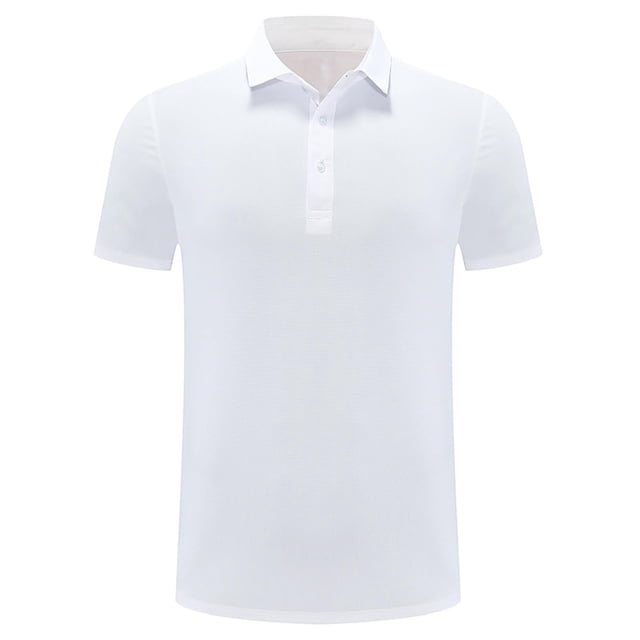 Men's Quick-Dry Golf Shirt for Outdoor & Gym - Solid Color Moisture-Wicking Short Sleeve Button-Up Activewear