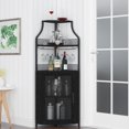thumbnail image 4 of Armoire de Bar d'Angle, Armoire à Vin Moderne avec Tablettes de Rangement et Porte en Treillis, Armoire de Rangement pour Alcools de Bar à Domicile avec Support en Verre pour Salon, Salle à Manger, 4 of 7