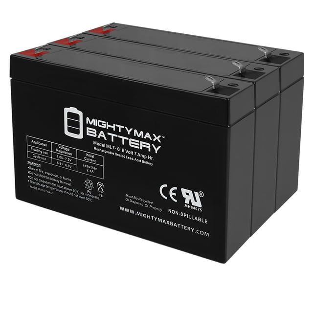 ML7-6 6V 7AH SLA Batterie F1 Terminal - Lot de 3