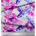 thumbnail image 2 of Soimoi Moss Georgette Fabric Flowers & Feather Printed Fabric 1 Yard 42 Inch Wide, 2 of 3