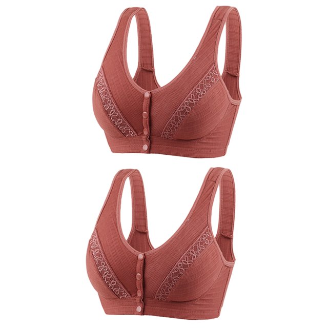 Plebaso Wireless Front Closure Bras for Women 2 Pack Full Coverage Everyday Bras Push up Comfort Bralettes