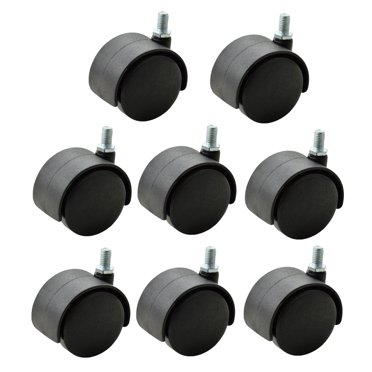 8pcs 2 Inch M8 Screw Silent Office Chair Caster Universal Wheel Swivel Plastic Swivel Roller Wheel Furniture Replacement (Black)