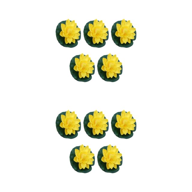 Maytalsory 5pcs Artificial Float Lotus Flowers Elegant Low Maintenance Realistic Appearance yellow 2Set