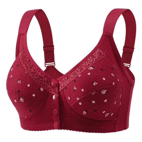 Kyusrd front open bras for women full coverage Women non-underwire plus size front button thin comfortable push-up bra everyday bra