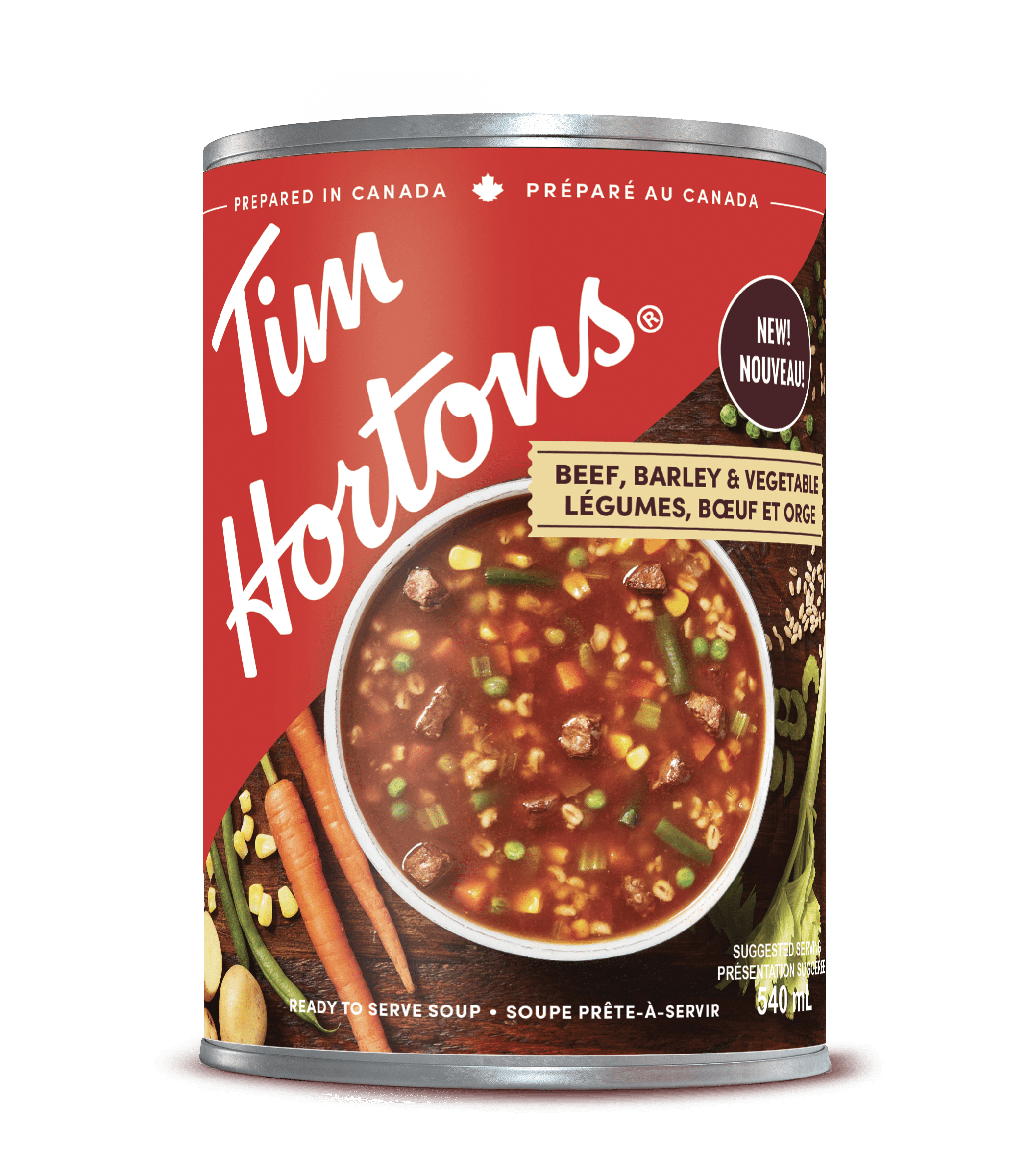 TIM HORTONS BEEF BARLEY AND VEGETABLES SOUP 540 ML