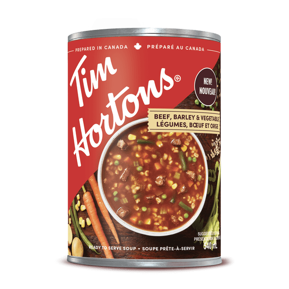 TIM HORTONS BEEF BARLEY AND VEGETABLES SOUP 540 ML