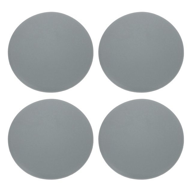 Uxcell 4Pcs Door Stopper Wall Protector, 80mm self-adhesive bumpers in gray, made of durable PVC material. These round protectors feature a thickened design to absorb impact, reduce noise, and prevent damage to walls and doors. The set includes four 3.15x0.35 inch bumpers with a strong adhesive backing for secure placement.