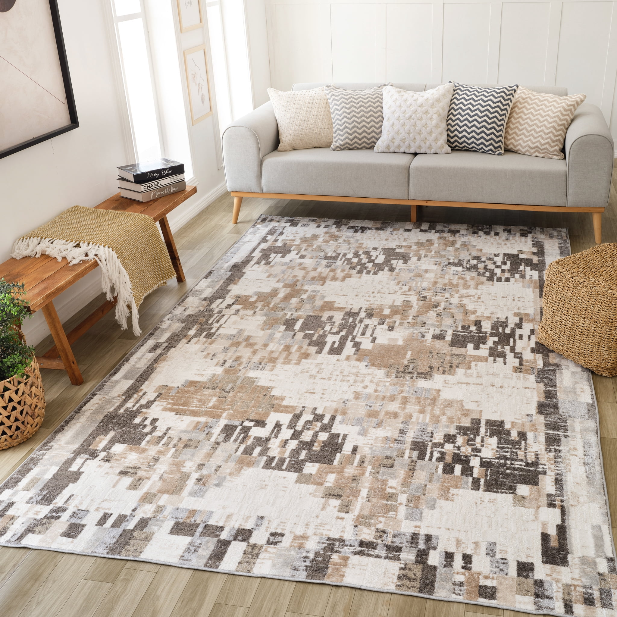 Rug Branch Cadence Abstract Indoor Area Rug, Cream Brown, Modern - Living Room, Bedroom, Dining and Kitchen