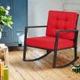 thumbnail image 3 of Gymax Outdoor Wicker Rocking Chair Patio Lawn Rattan Single Chair Glider w/ Red Cushion, 3 of 10