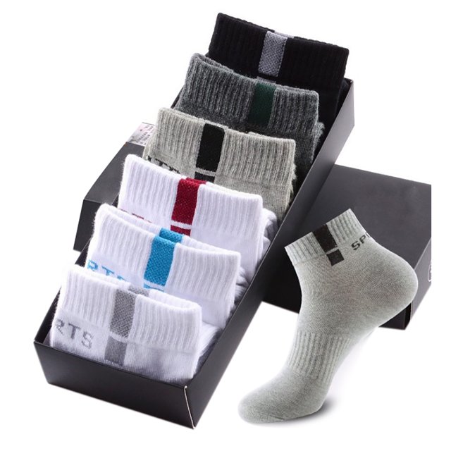 6 Pairs Mens Athletic Tab Socks Cotton Running Ankle Socks Short Sports Socks