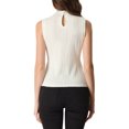 thumbnail image 3 of INSPIRE CHIC Mock Neck Tank Top for Women's Stand Collar Sleeveless Ribbed Knit Tops XL White, 3 of 6
