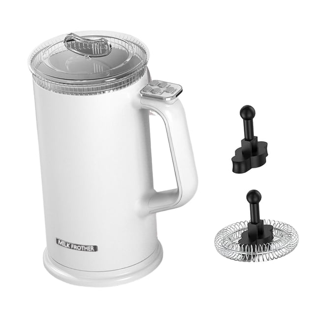 Luzkey Electric Milk Frother Large 600ml Automatic Hot and Cold Foam Maker 500W Nonstick Coating Interior Hot Chocolate Milk Steamer White