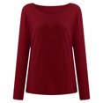 thumbnail image 4 of CEHVOM Women Casual Loose Pullover Long Sleeve Button Round Neck Tees Tops, 4 of 7