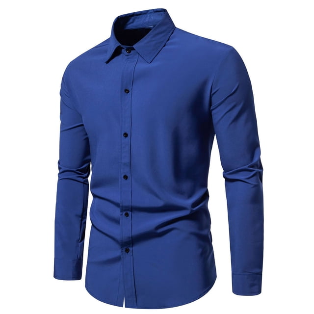Chemise à Manches Longues pour Hommes Homme Décontractée Mode Col Rabattu Bouton Chemise à Manches Longues Blouse Chemises à Manches Longues pour Hommes