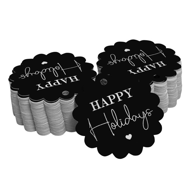 Inkdotpot Étiquettes en Feuille d'Argent Véritable Joyeuses Fêtes Étiquettes à Suspendre en Papier 50 Pcs