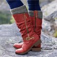 thumbnail image 2 of B91xZ Bottes de Mode Femmes Automne Tube Long Fermeture Éclair Chaussures à Talons Bas Bottes Bottes Pointues Bottes Cavalières, Rouge 9, 2 of 4