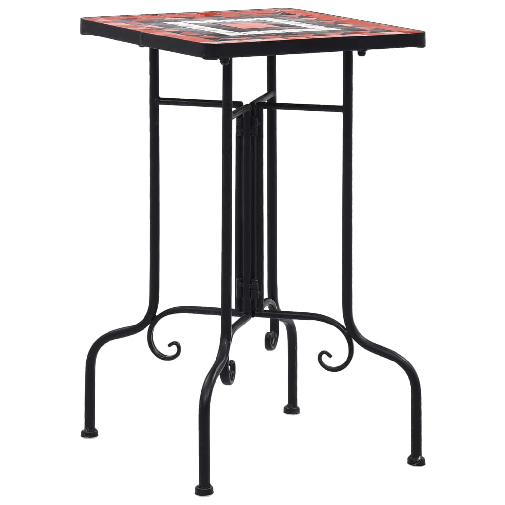 vidaXL Table d'Appoint en Mosaïque Céramique Terre Cuite et Blanche