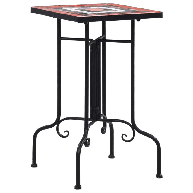 vidaXL Table d'Appoint en Mosaïque Céramique Terre Cuite et Blanche