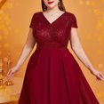 thumbnail image 4 of Ovzne Robes Grande Taille pour Femmes aux Formes Robe pour Femme Robe Grande Taille pour Femme Longue en Mousseline à Col en V Robe à Manches Courtes Jupe de Robe Robe Maxi Grande Taille Robes Longues à Manches Courtes Transparent, 4 of 7