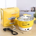 thumbnail image 1 of Electric Cooking Pot 1.8L 400 to 800W Stainless Steel Inner Wall 2 Modes Overheating Protection Electric Cooker Yellow, 1 of 5