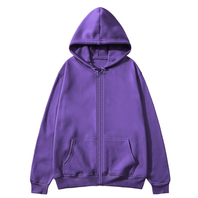 Zip Up Hoodies for Men Long Sleeve Sweatshirt Loose Fit Solid Color Fall Sweatshirts