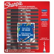 Sharpie Creative Markers, Water-Based Acrylic Markers, Brush Tip, Assorted Colours, 12 Count