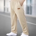 thumbnail image 2 of Khaki Man Ruched Straight Leg Elastic Waist Basic Long Leg Loose Fit Pants Sweatpants for Mens Sport Athletic Lounge Running Fall Summer 2025 Clothes Trendy S, 2 of 9