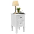 thumbnail image 1 of Costway Table de Nuit Blanche avec 2 Tiroirs de Rangement, Table d'Appoint en Bois, 1 of 9