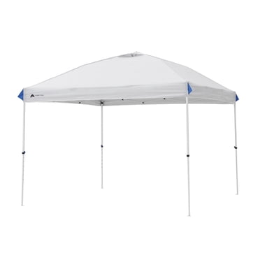 Tente auvent pop-up instantanée Ozark Trail 10 pi x 10 pi avec système Simple Push – Auvent pop-up à pieds droits pour les fêtes d’avant-match, le camping et les événements, blanc