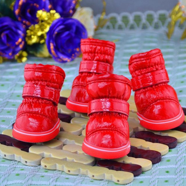 Bottes pour Chien Imperméables Chaussures d'Hiver pour Animaux de Compagnie Bottines de Neige pour Animaux de Compagnie Protection des Pattes par Temps Froid avec Semelle Antidérapante pour Petits et Moyens Chiens 4 Pcs