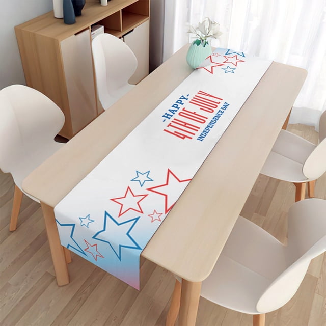 Nappe de Table pour la Fête de l'Indépendance avec Tapis de Chemin de Table Décoratif en Lin Antidérapant Résistant à la Chaleur pour Table à Manger