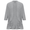 thumbnail image 3 of Aqestyerly Women's Ruffle Cardigan Top,Solid Color Soft Drape Nine-Quarter Sleeve Lightweight Outerwear HWRETIE, 3 of 5