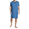 thumbnail image 4 of Men V-neck Long Sleeping Shirt, Solid Color Short Sleeve Split Hem Sleepwear, 4 of 8
