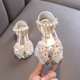 thumbnail image 4 of FhsagQ Winter Shoes Girls Shoes Boots Size 12 Bow Metal Pearl Rhinestone Color Matching Gradient Spring Shoes for Girls Kids Shoes Boots Size 5.5 Girls Winter Shoes Gold Size 29, 4 of 4