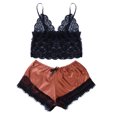thumbnail image 1 of SAYOO Women's Sleeping Pajamas Set,Soft Touch Patchwork Sling Bra+Smooth Briefs, 1 of 9