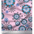 thumbnail image 1 of Soimoi Velvet Fabric Snowflake & Damask Ethnic Print Fabric by Yard 58 Inch Wide, 1 of 1