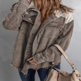 thumbnail image 4 of Womens Corduroy Shacket Jacket Long Sleeve Button Down Color Block Hooded Coat with Pockets, 4 of 7