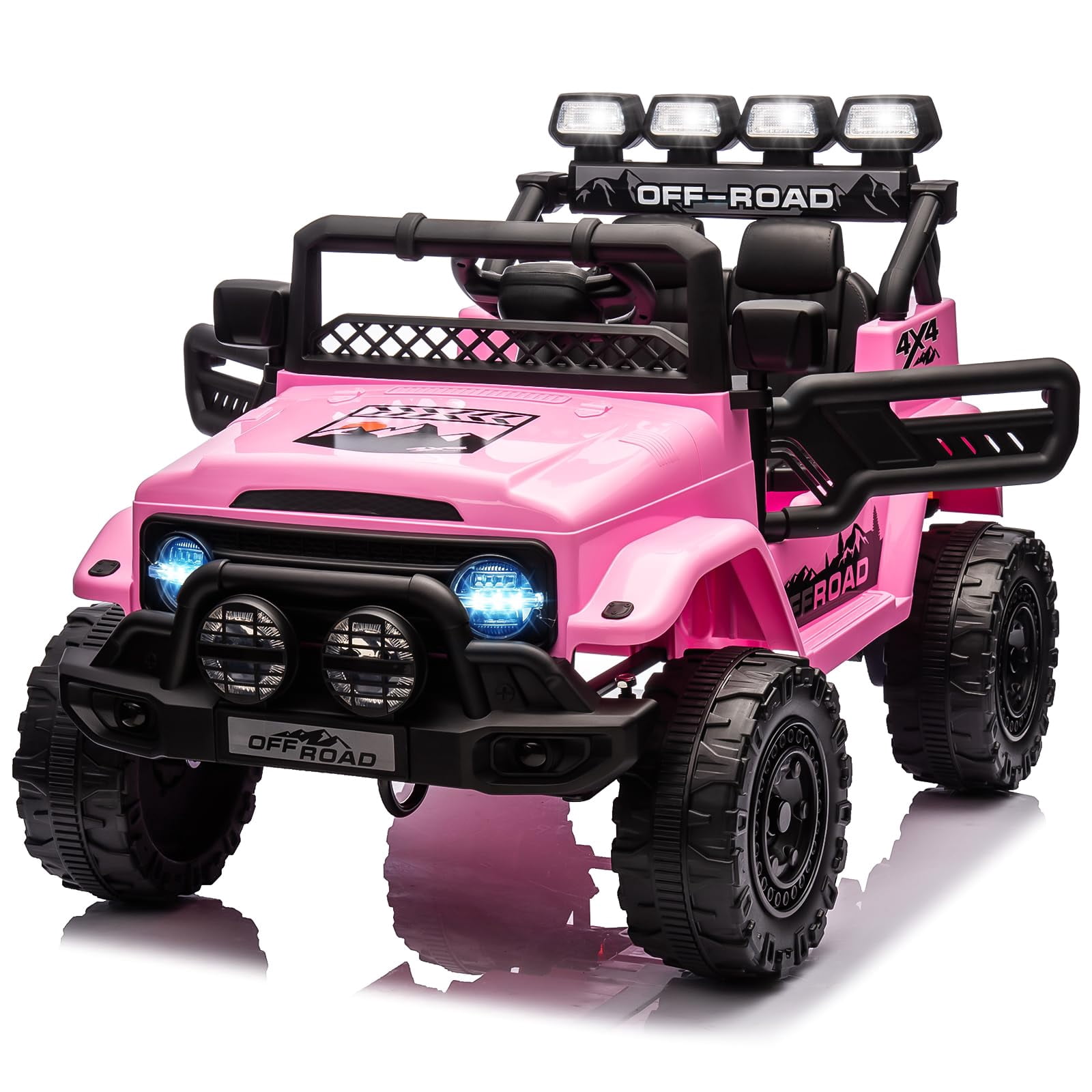 EDTara 12V Ride On Truck Car, Battery Powered Car w/Remote Control, Spring Suspension, LED Lights, Bluetooth, 3 Speeds, Electric Car for Kids