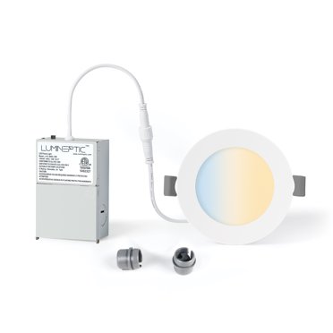 LUMINEPTIC 4 Inch 1 Pack 5CCT Dimmable Slim Recessed LED Pot Lights, Selectable Colors, Bathroom & Damp Locations