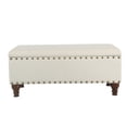 thumbnail image 4 of HomePop Traditional Fabric Large Storage Bench with Nailhead Trim in Cream/Brown, 4 of 11