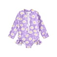 thumbnail image 1 of Luvoko Toddler Girls' Long Sleeve Colorful Floral Swimsuit With Full Zip | UPF 50+ Rash Guard For Hot Spring & Beach Resort Extra Small Girls Swimsuit Swim Suit Girl Heart Bathing Suit Toddler Girl, 1 of 5