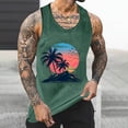 thumbnail image 2 of Sentmoon Débardeurs Homme Été Sans Manches Col Rond Maillots de Corps pour Hommes Imprimé Feuilles de Palmier Coupe Décontractée Ample Chandails d'Entraînement de Musculation pour Hommes Hawaii pour Journées d'Été à la Plage Vert TTG, 2 of 6