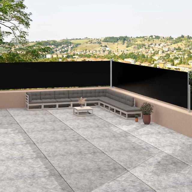 vidaXL Auvent Latéral Rétractable Noir 117x1200 cm