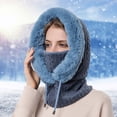 thumbnail image 2 of Women Winter Outdoor Riding Headgear Cold-Proof Ski Cap Warm Bib Face Mask Integrated Cold-Proof Hood Hat, 2 of 3